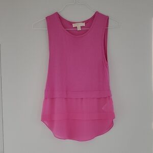 Pink Sleeveless Top With Sheer Bottom.